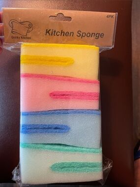 Multicolor Kitchen Sponge Pack - Yellow, Pink, Blue, Green (4 Pack)